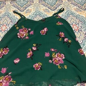 Torrid Green Pink Floral Fitted Camisole